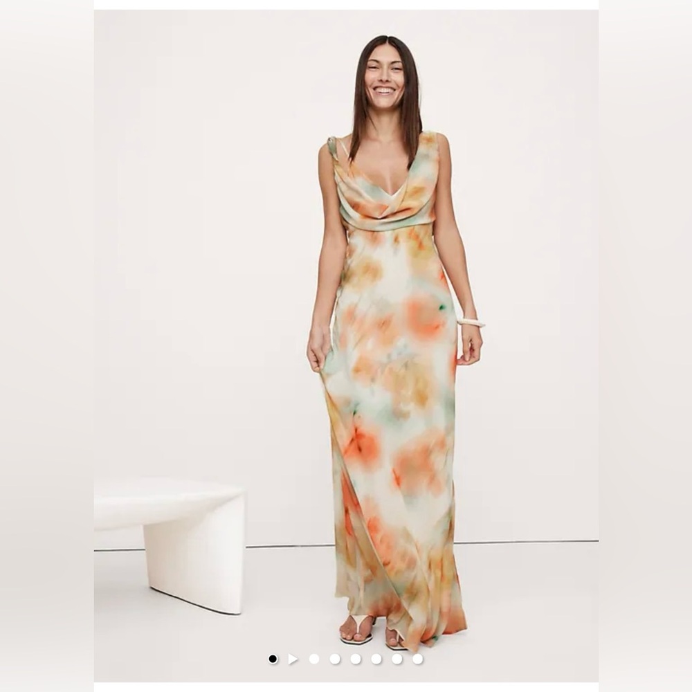 Banana Republic- TWISTED SHOULDER MAXI DRESS mock neck Sleeveless Dress